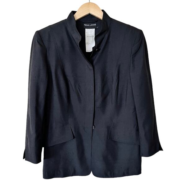 RENA LANGE Blazer Black Jacket Button Down Long Sleeves Collared Pockets EUC - Picture 4 of 11